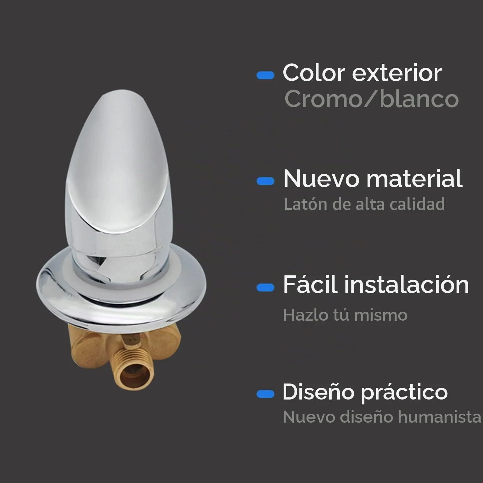 1 Vía Salida Engranaje Rosca Tornillo/Intubación Grifos Ducha Latón Frío y Caliente Desviador Mezclador para Vapor Cabina Baño, Conector G1/2 Válvula Mezcladora Agua, Cartucho Cerámica (Temperatura)