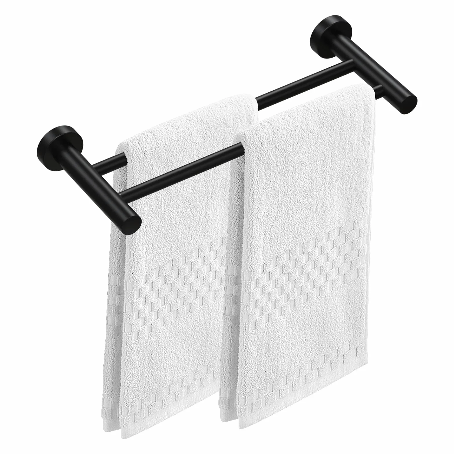 Toalleros Pared Toalleros Baño Toallero Barra Toalla de Mano Toallero Ajustable Retráctil 43-72CM para Montar en la Pared, toallero de Barra para Cocina, baño, Inodoro, Negro (Barra Doble)