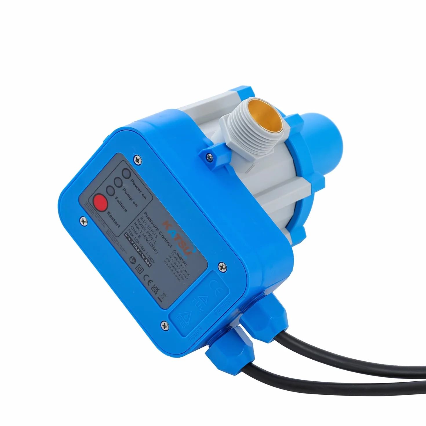 KATSU Automática Interruptor de Control de Presión de Bomba de Agua, Controlador de Presión Electrónico para Bombas Vortex y de Jardín, Bomba de Agua Limpia 151015