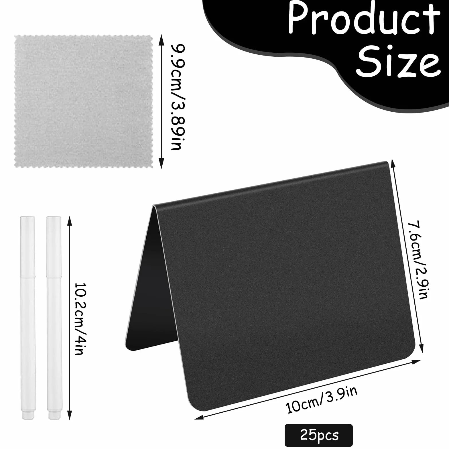 Mini Pizarra Pequeña 75x100mm, 25 Piezas Letreros de Pizarra de Pie para Etiquetas de Precios, Alimentos (Negro)
