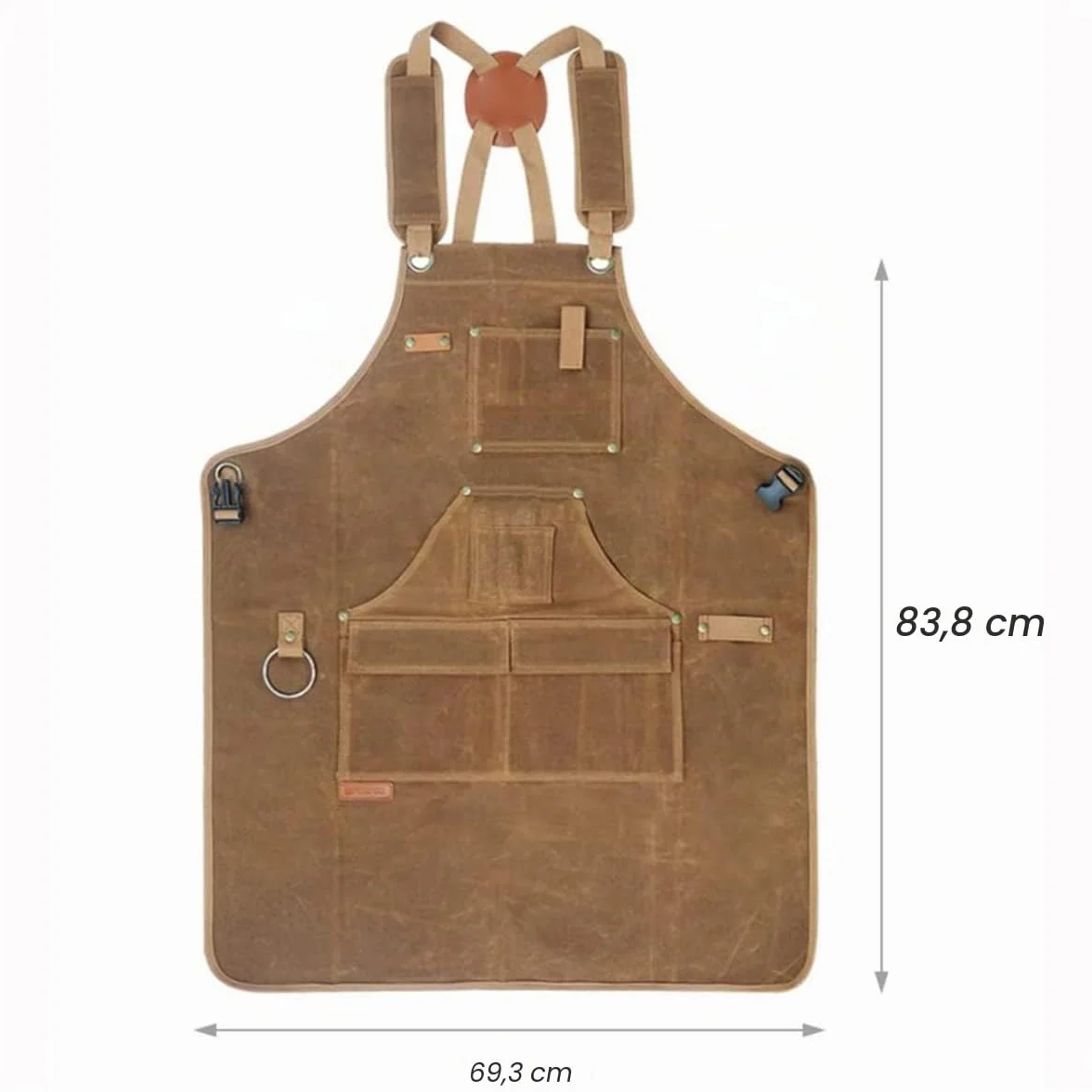 Delantal de Trabajo para Soldadura, Resistente al Fuego y Impermeable, Delantal de Lona Encerada, 39" x 35" (Negro) - Delantales de Herramientas para Profesionales