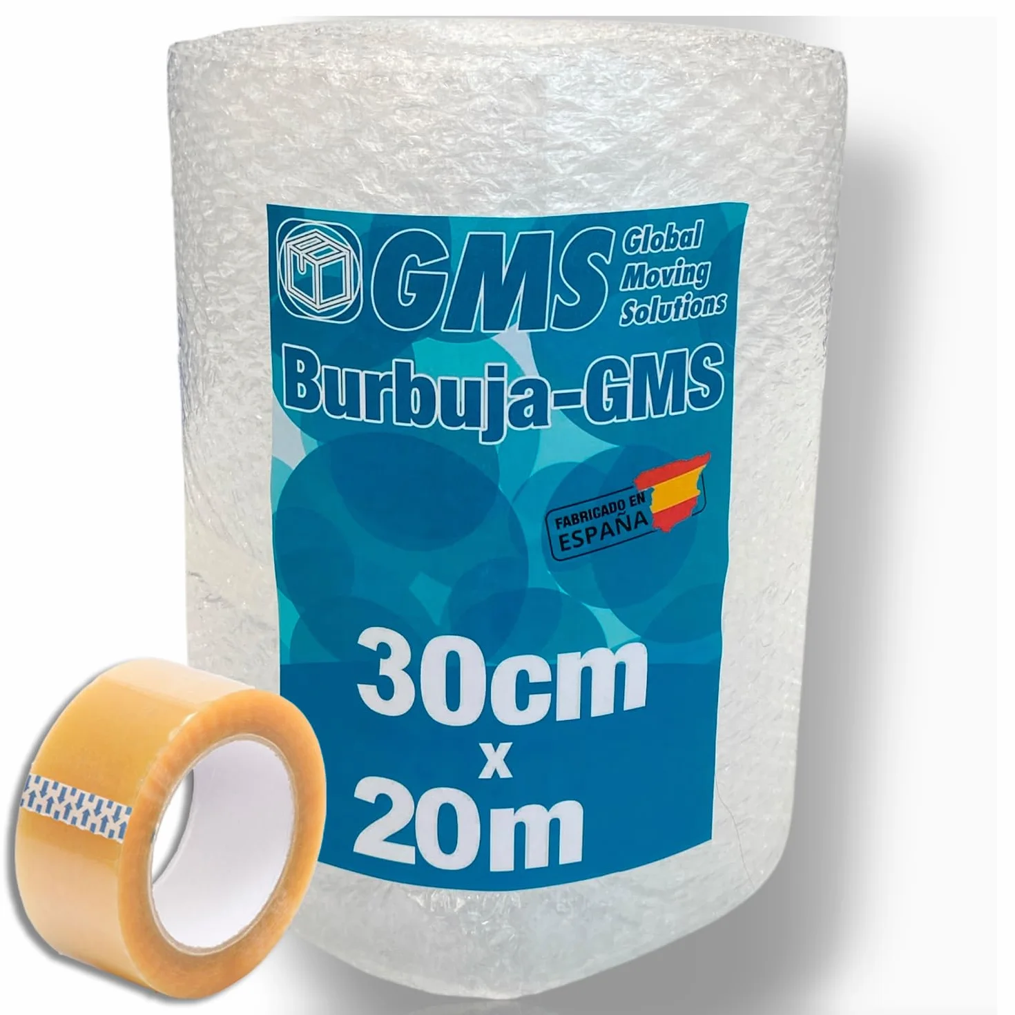 Rollo Burbuja 30cm x 20m + Precinto - Papel Burbuja para Mudanza y Embalaje