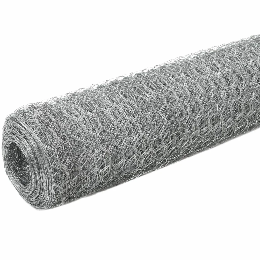 vidaXL Malla de Alambre Hexagonal Acero Galvanizado 25x1.2m Plateado Bricolaje
