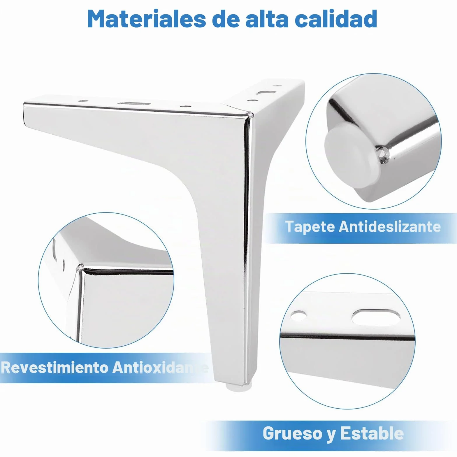 MIVIDE 8 Triangulares de Metal para Muebles, Patas para Muebles Plateado 15 cm, Patas de Metal Modernas para sofá, Mesa, Capacidad de Carga de hasta 800 kg
