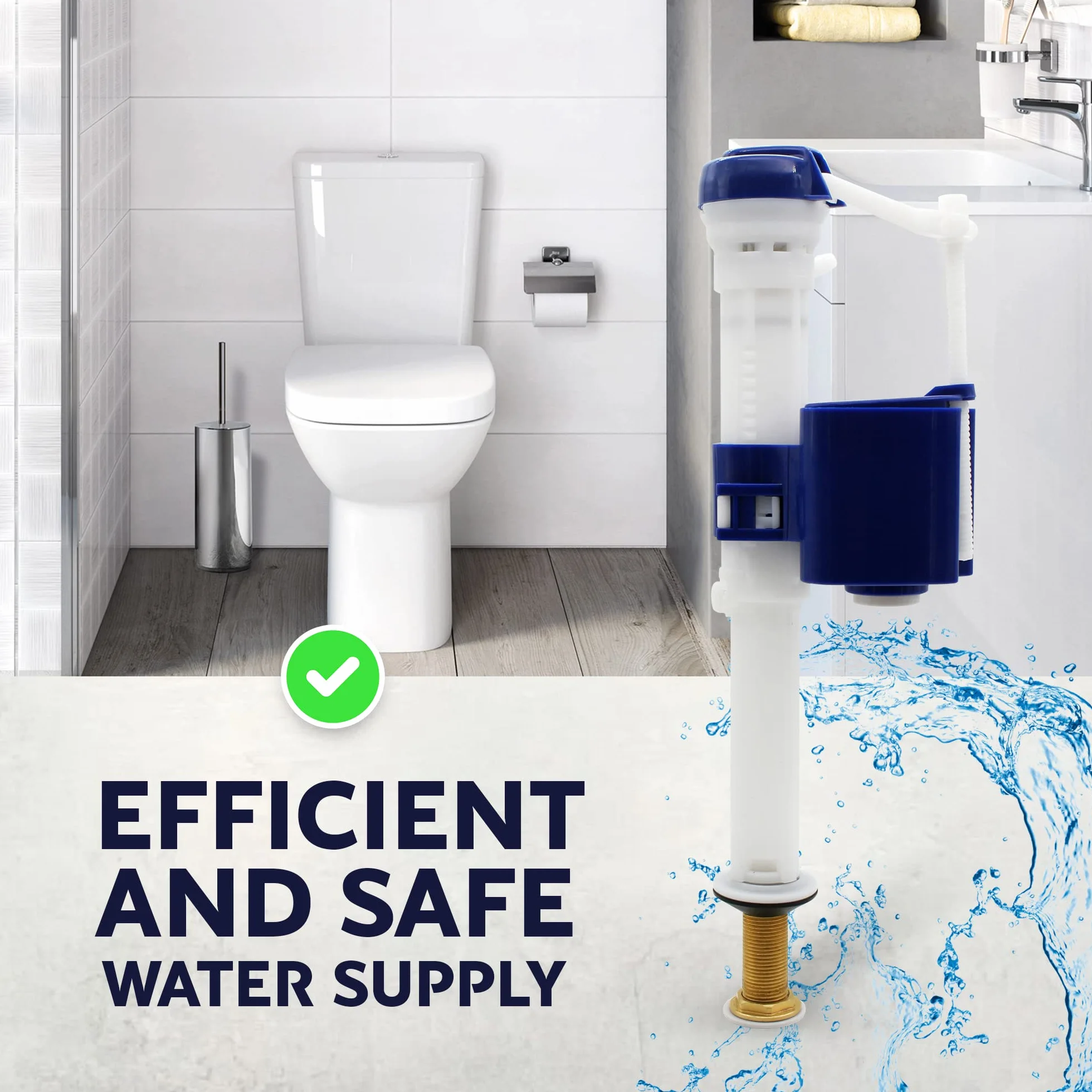 DOJA Barcelona | Mecanismo Cisterna para Inodoro Completo, Elevador WC Universal con Válvula Llenado 3/8”, Rosca Metalica, Alimentación Inferior y Deposito Agua