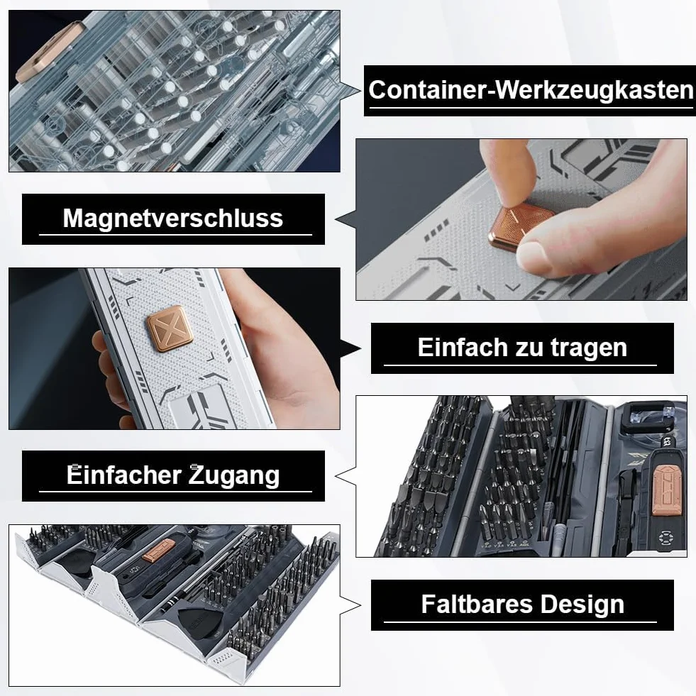 Ejoyous Juego de Destornilladores Mecánicos de Precisión 180 en 1 con Extensión Desmontable, Juego de Destornilladores Magnéticos Ajustables para PC, Teléfono Móvil, Ordenador