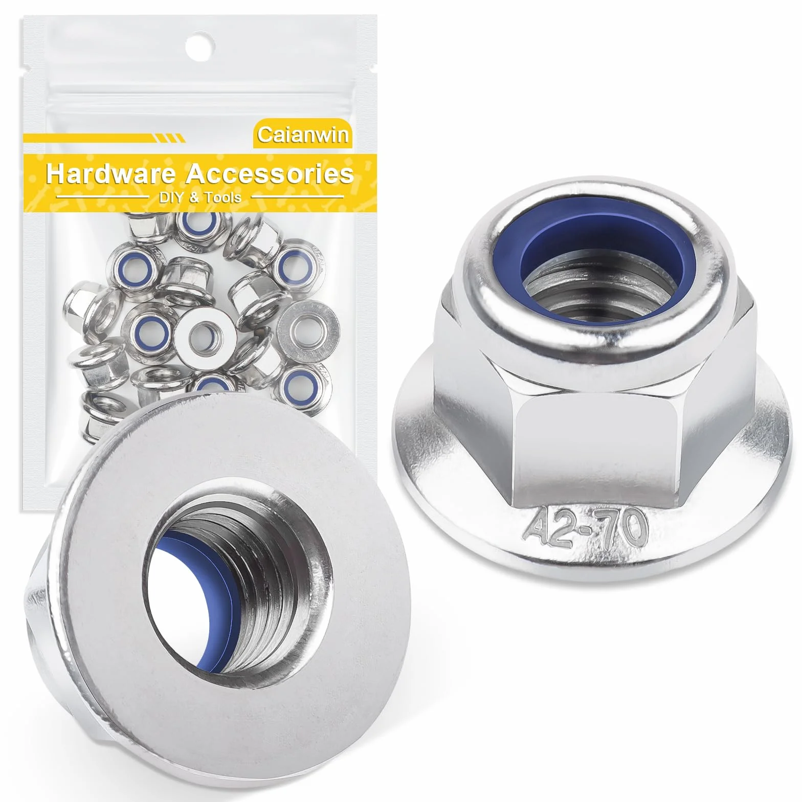 Caianwin Tuercas de tornillo M8 con brida de acero inoxidable 304 con patrón floral 20 unidades