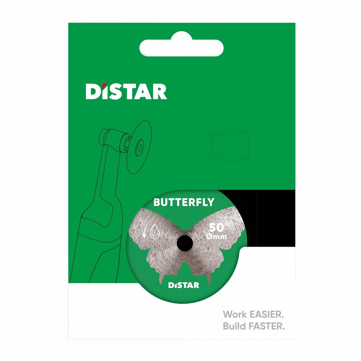 Distar 11120159032 - Disco de corte de diamante (50 mm) | Corte limpio sin astillas: capa continua de diamante de 0,6 mm para gres porcelánico de hasta 14 mm