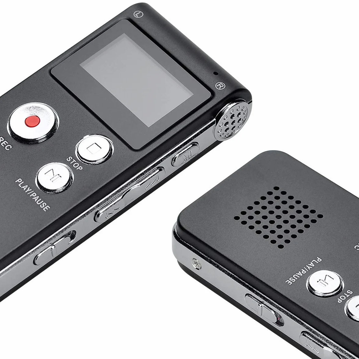 Lychee 8GB Grabadora de Voz USB Recargable Dictáfono LCD con Reproductor MP3 (Negro)