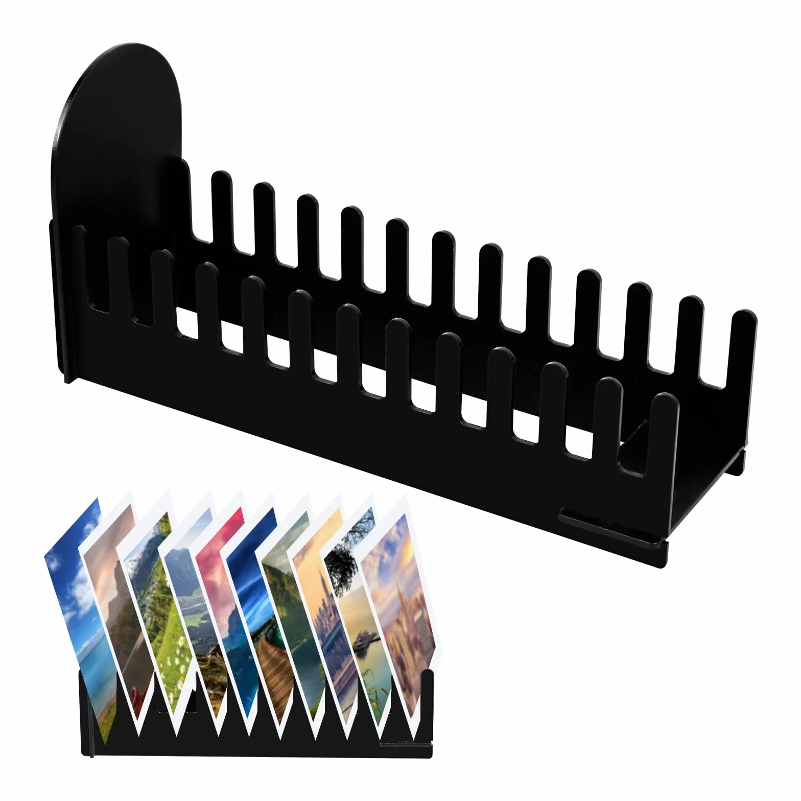 Soporte para Correo de Encimera, Portacartas con 12 Ranuras, Acrílico Negro