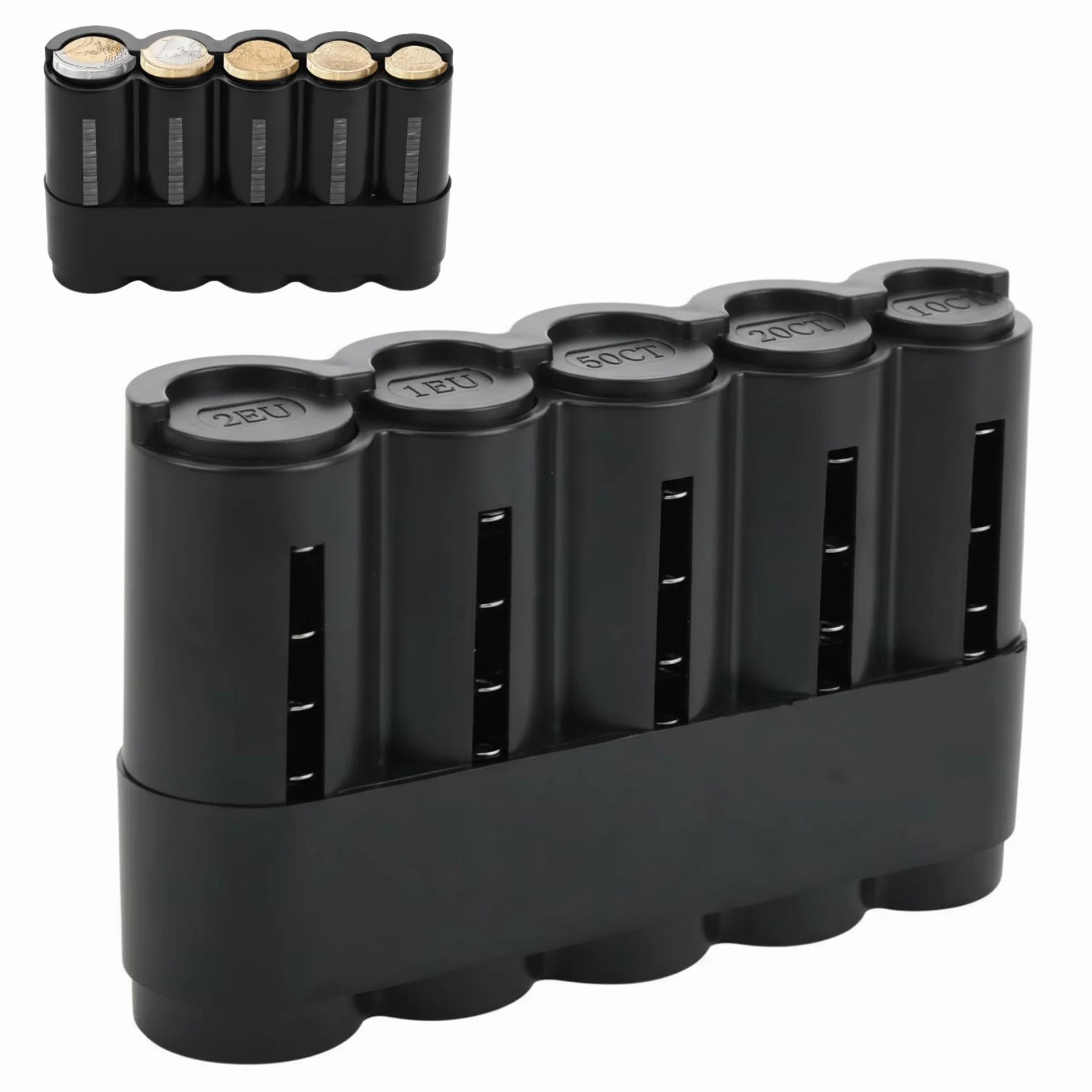 Portamonedas Clasificador Profesional Organizador de Monedas Duradero Negro