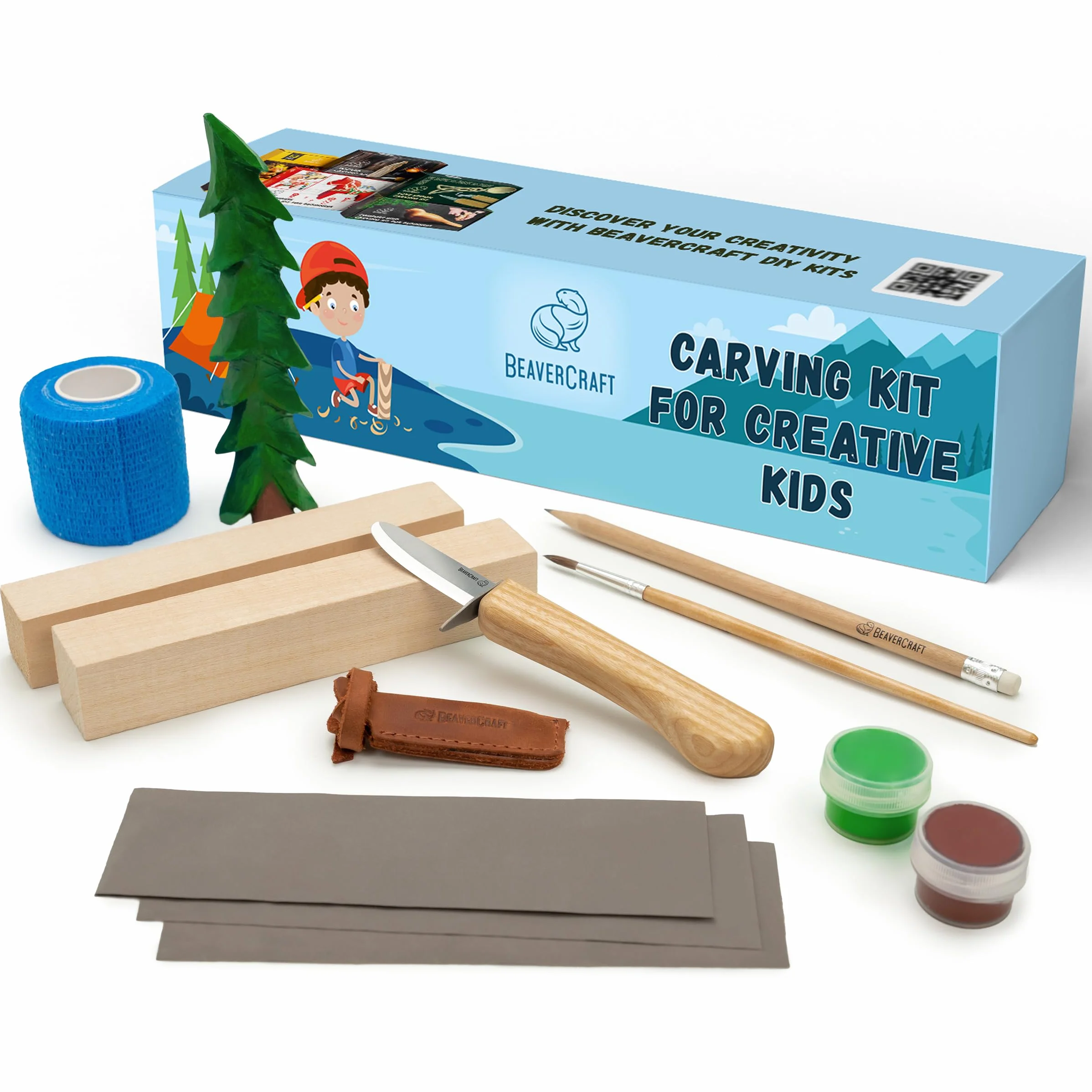 BeaverCraft Kit de Tallado en Madera para Niños y Principiantes DIY08 Kit de Inicio de Carpintería Kits de Pasatiempos para Niños Proyectos de Artesanía en Madera Regalos de Bricolaje Juego de Tallado