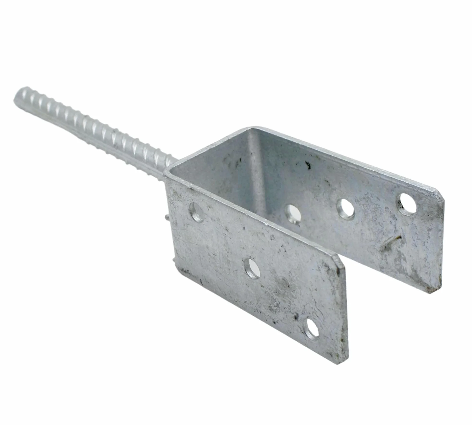 DOJA Barcelona | Anclaje Poste | 4 Soporte en U para Postes | 121x325x120x18 mm | Acero Galvanizado | Pie de Postes para Vallas, Sombrilla Playa, Listones de Madera, Malla Metalica, Pergolas de Madera