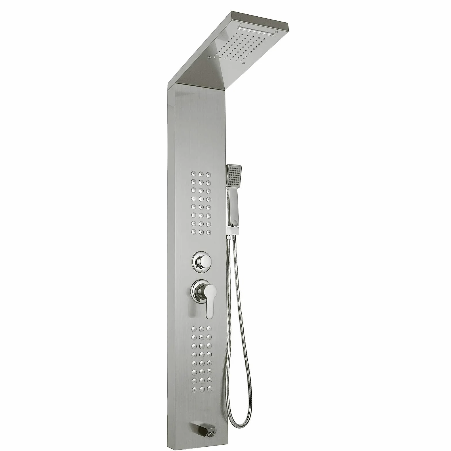 Panel de Ducha de Acero Inoxidable Columna de Hidromasaje 5 en 1 Columna de Hidromasaje para Hogar Hotel (Separado, Plata cepillada)