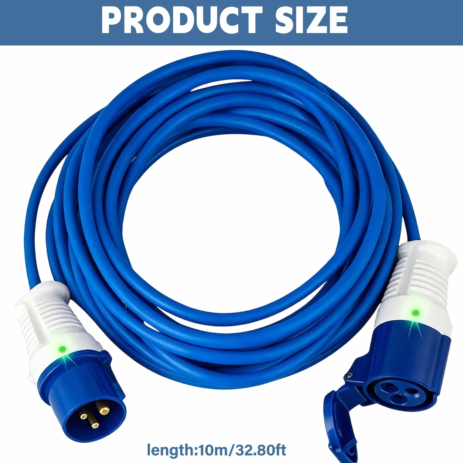 Prolongador CEE 10 M 230 V 16 A, alargador de camping coche, CEE alargador eléctrico IP44, cable alargador caravana CEE, adecuado para camping, caravana, barco, astillero