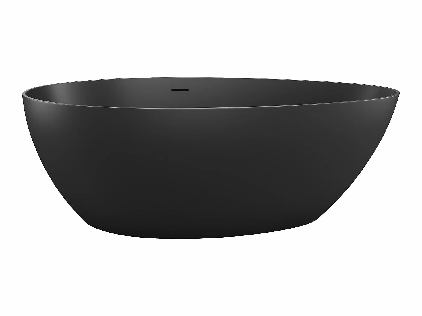 Vente-unique -BaÒera independiente asimÈtrica 245 litros 160 x 82 x 58 cm Negro mate AcrÌlico - APULIA