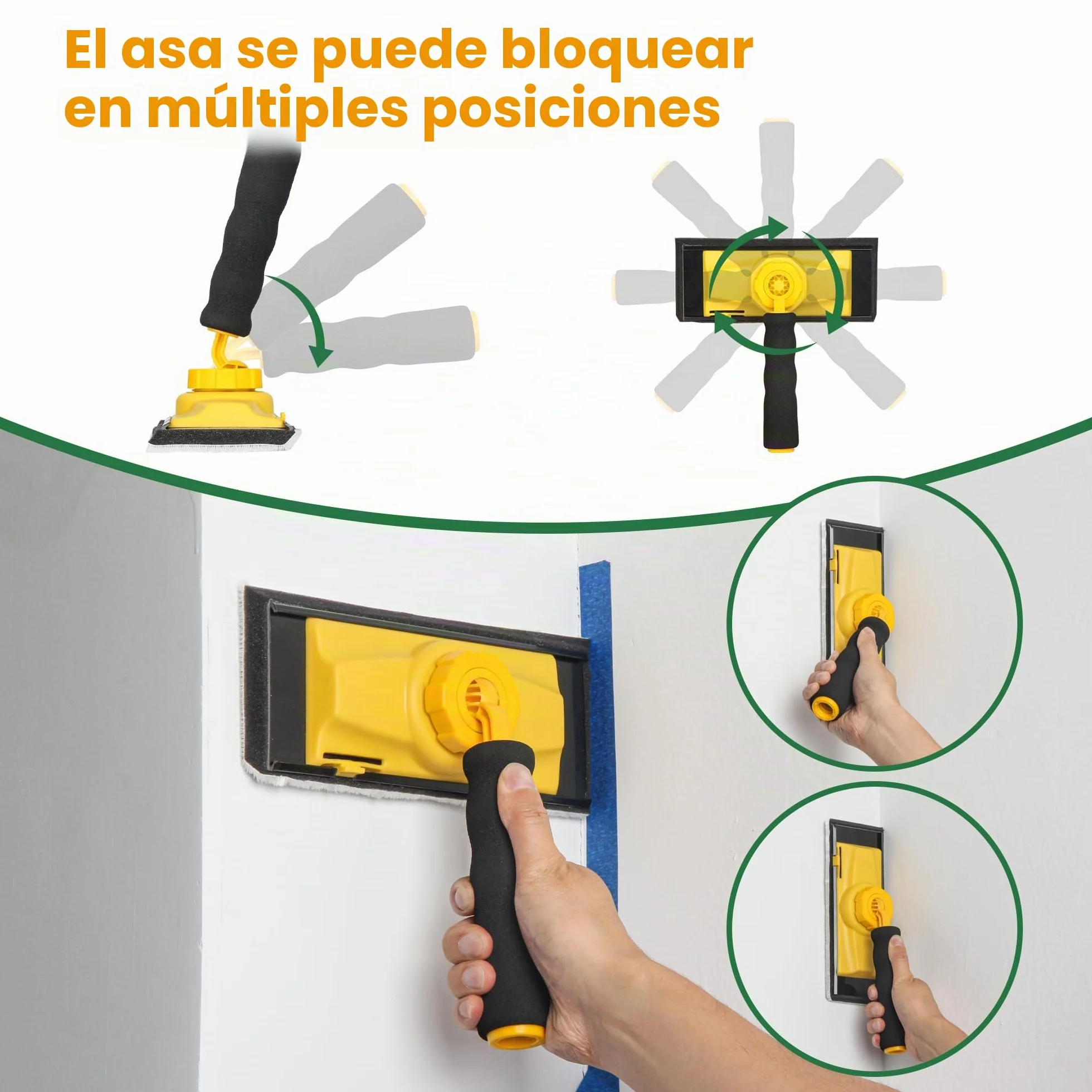 VOOMEY Kit de herramientas de bordeadora de pintura, juego de almohadillas de pintura de 9 pulgadas, 7 piezas de bordeadora de pintura con borde, almohadilla de retoque, pintor de almohadillas de