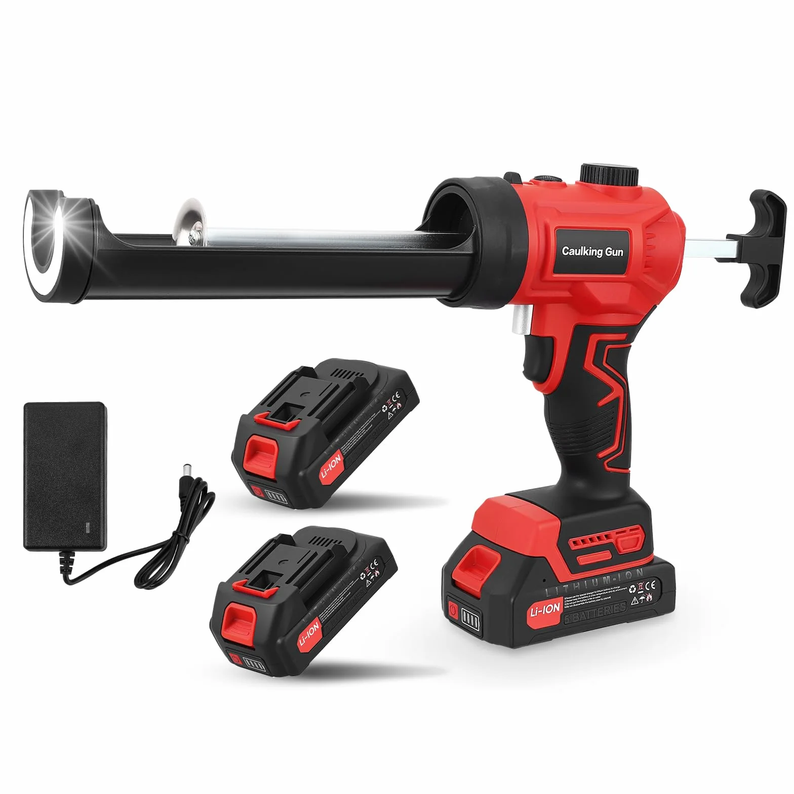 Pistola Silicona Eléctrica con 2 Baterías de 2000 mAh Pistola Silicona Bateria 18v, Velocidad Ajustable Luz LED de 300 ml para Calafateo Ideal para Sellar, Rellenar, con Mecanismo Anti-Goteo