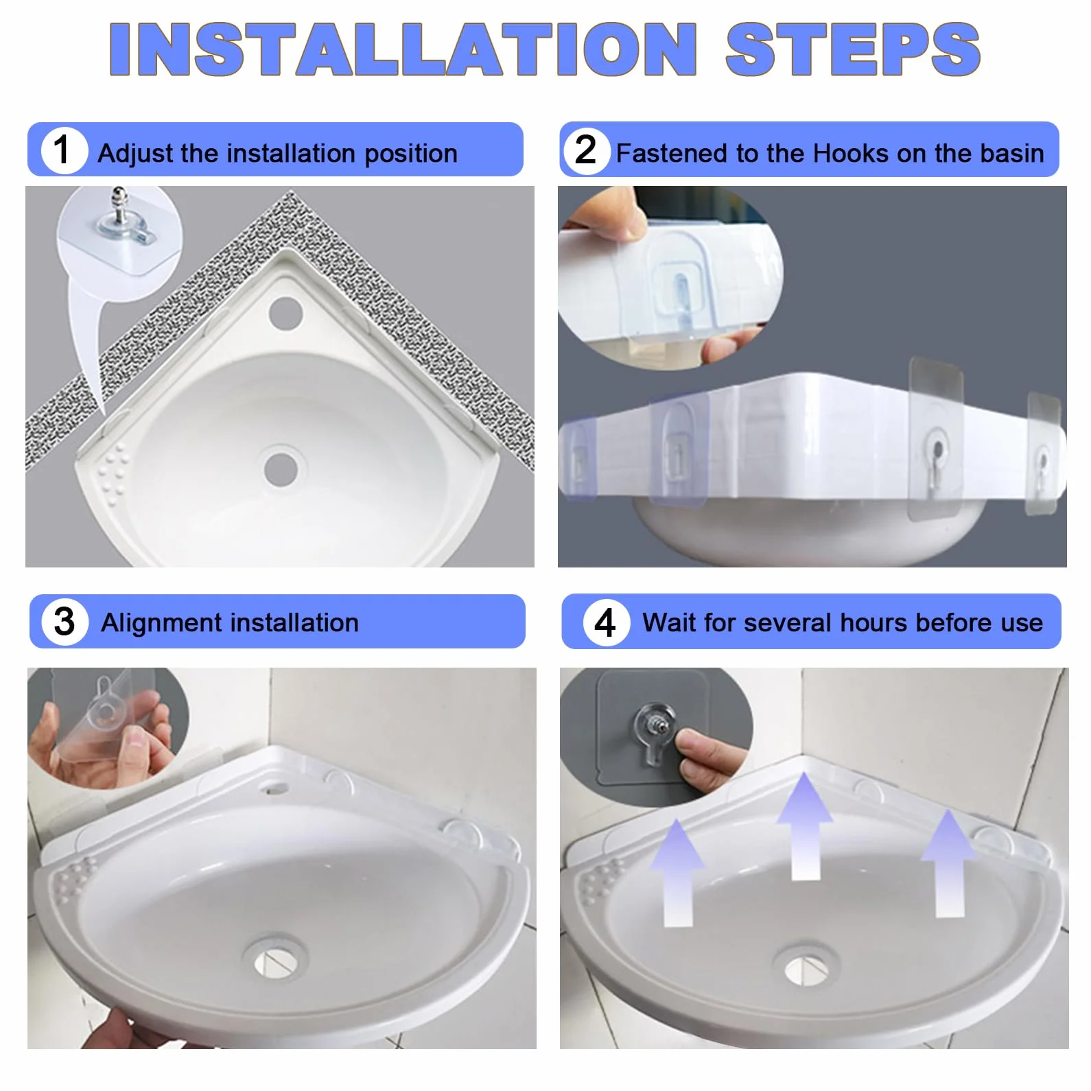 Lavabo de Esquina Pequeña de Plástico Para Baño, Fregadero de Montaje En Pared Suspendido Con Grifo y Juego de Desagüe - Mini Para RV Wc Sótano
