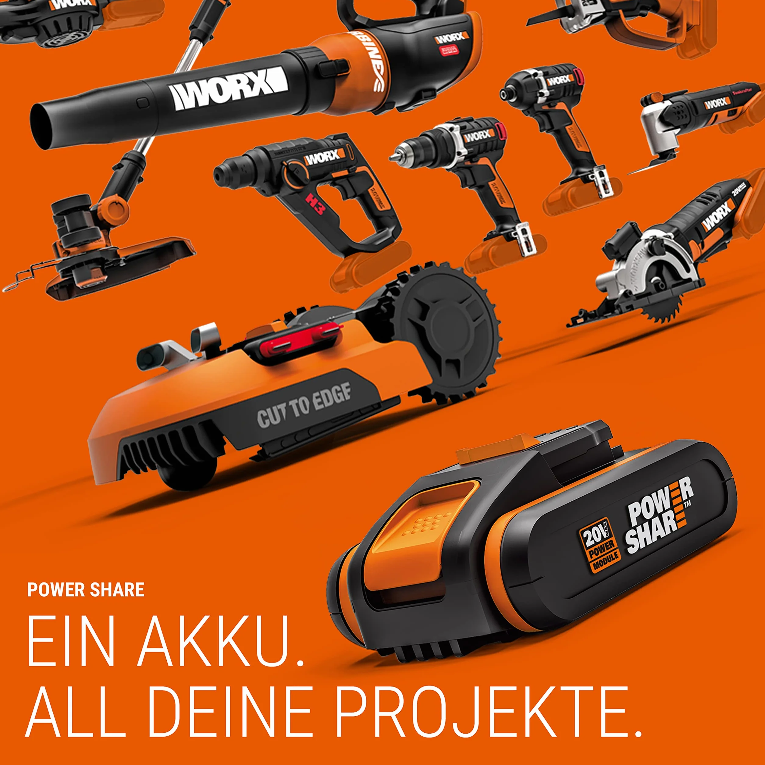 WORX WX843.9 Grapadora y Clavadora 2 en 1 a Batería 20V Sin Batería, Grapas 6-14mm y Clavos 15mm, 60 Disparos por Minuto, Ajuste de Profundidad