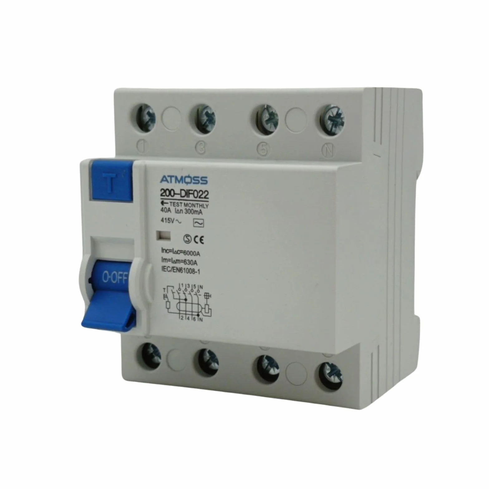 RASMACOR | Interruptor Diferencial 4P 40A 300MA | 230V AC 50HZ | Diferencial 300MA | Sensibilidad 300 MA | Medida 72mm X 66mm X 83mm