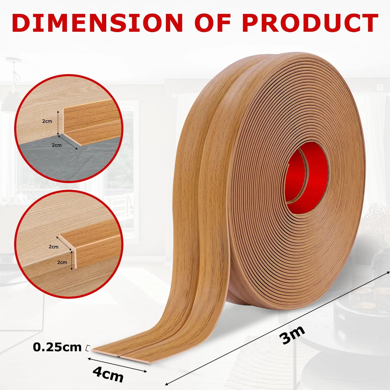 Molduras decorativas pared protectora esquinas adhesiva rodapie flexible 4cm×3m Grano de madera amarillo