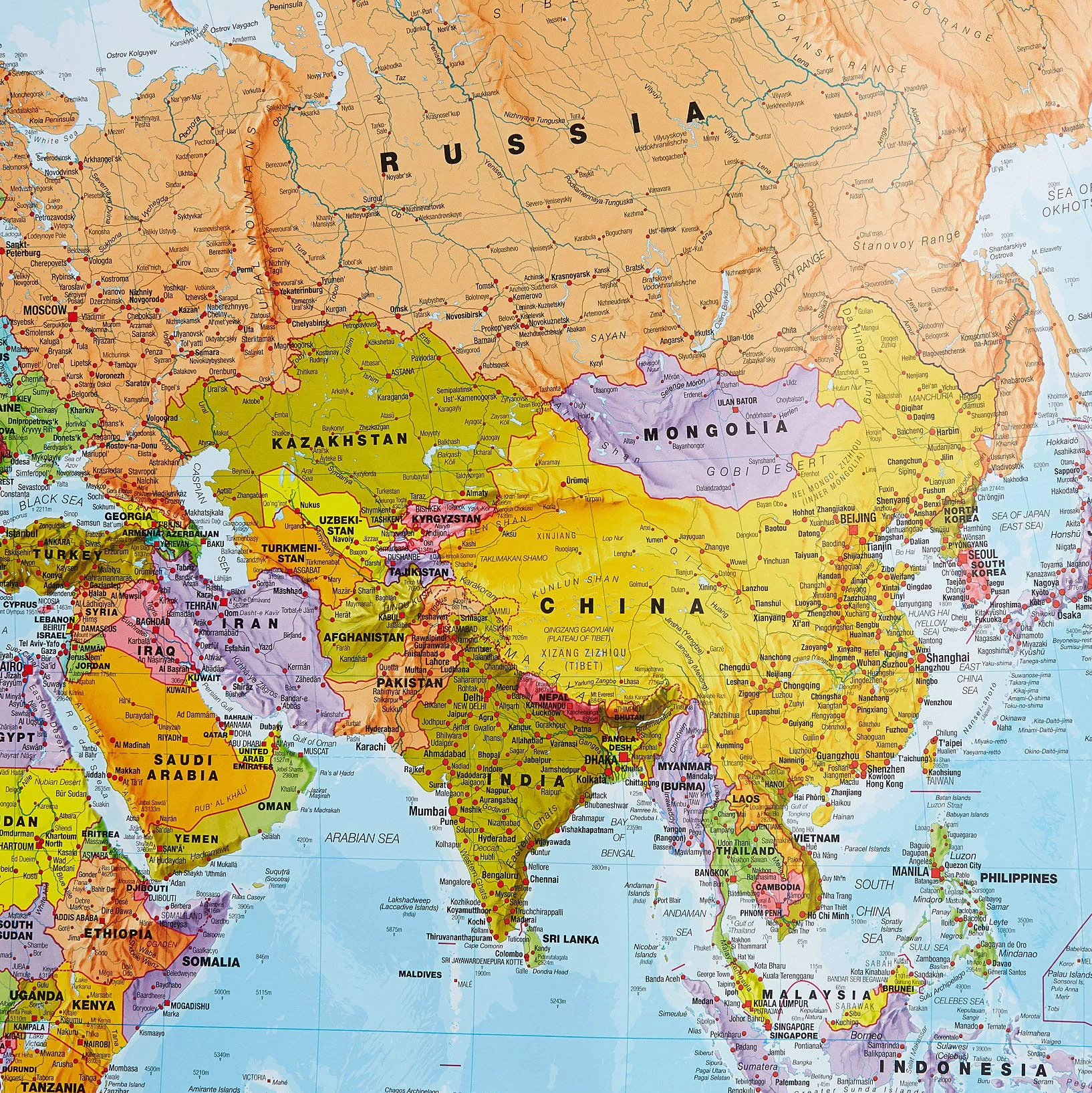 Maps International Mapa del mundo gigante póster político plastificado 118,9 x 84,1 cm 2025