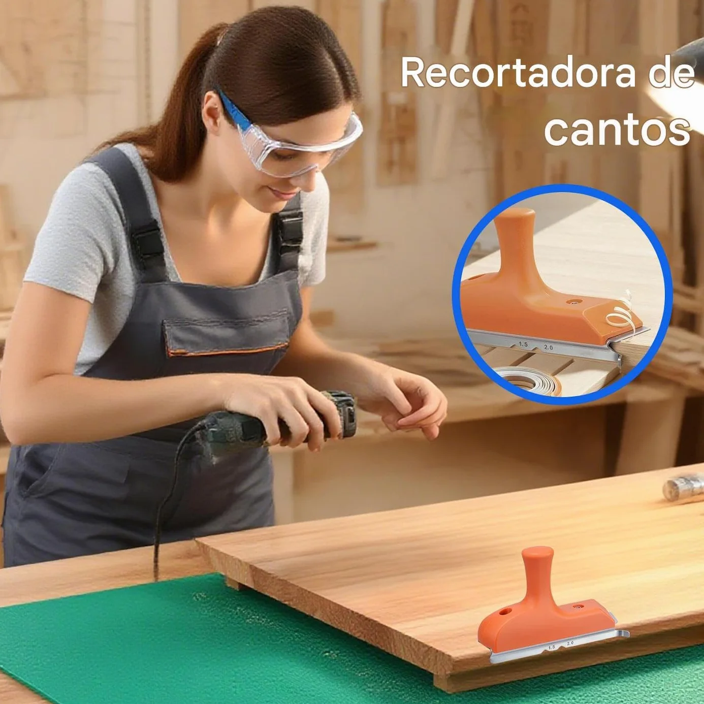 Recortador de Bordes de - Cepilladora Manual Para Rebabas De Cantos,Herramienta Manual Para Carpintería Con Cuchilla Biselada Para Recortar Cantos Rectos Y Curvos De Pvc Y