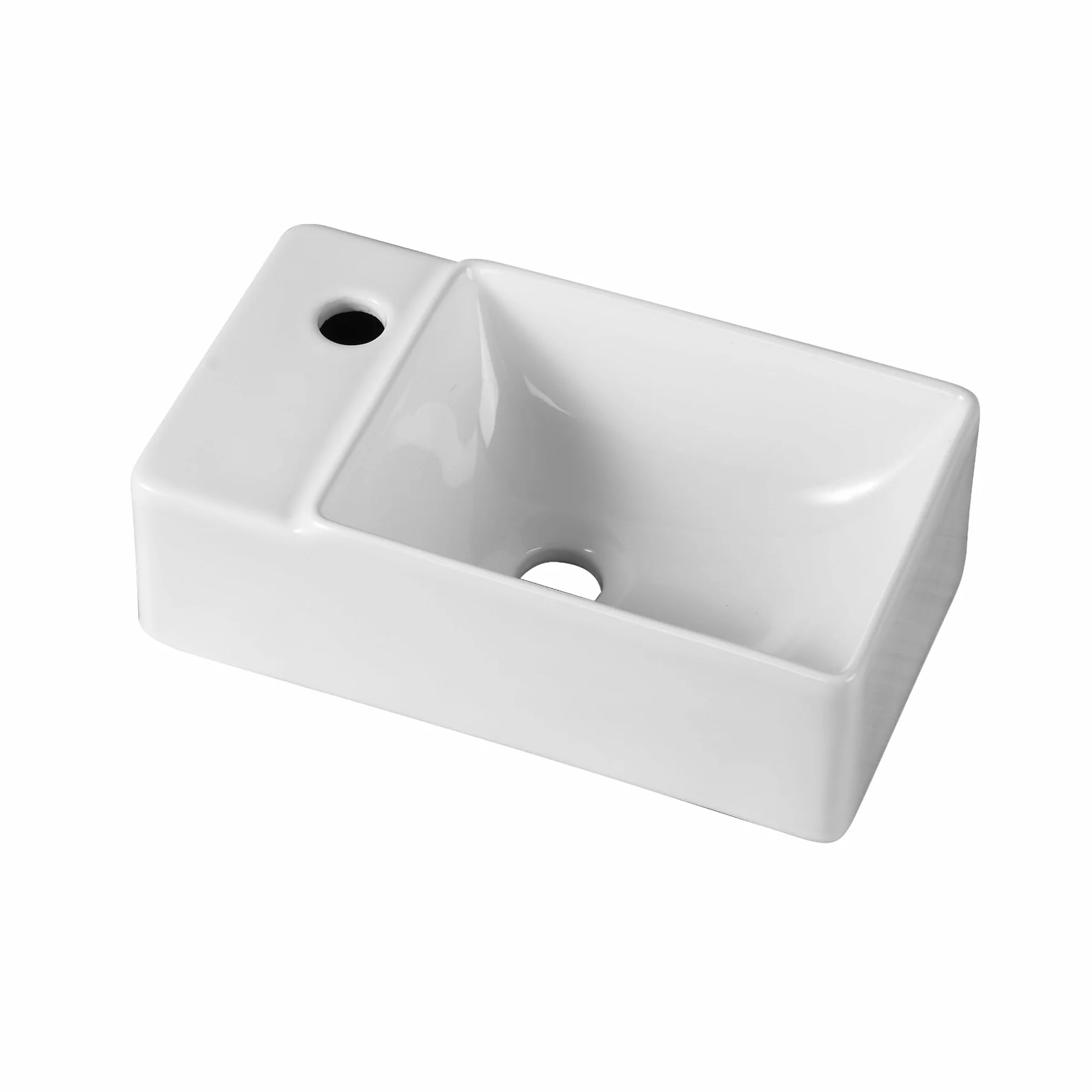 Lavavajillas rectangular compacto de cerámica blanca – Lavabo de diseño elegante y práctico para baños pequeños o aseos – 40 x 22 x 13 cm