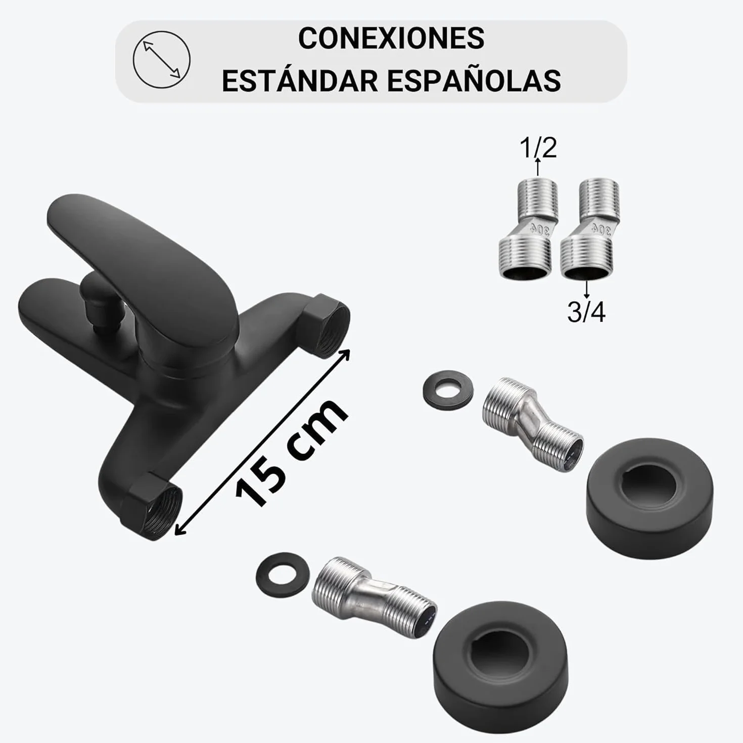 GRIFO BAÑERA NEGRO - GRIFO ducha negro - grifo de ducha negro - griferia ducha negra - grifo ducha negro mate - grifo bañera - grifo de bañera