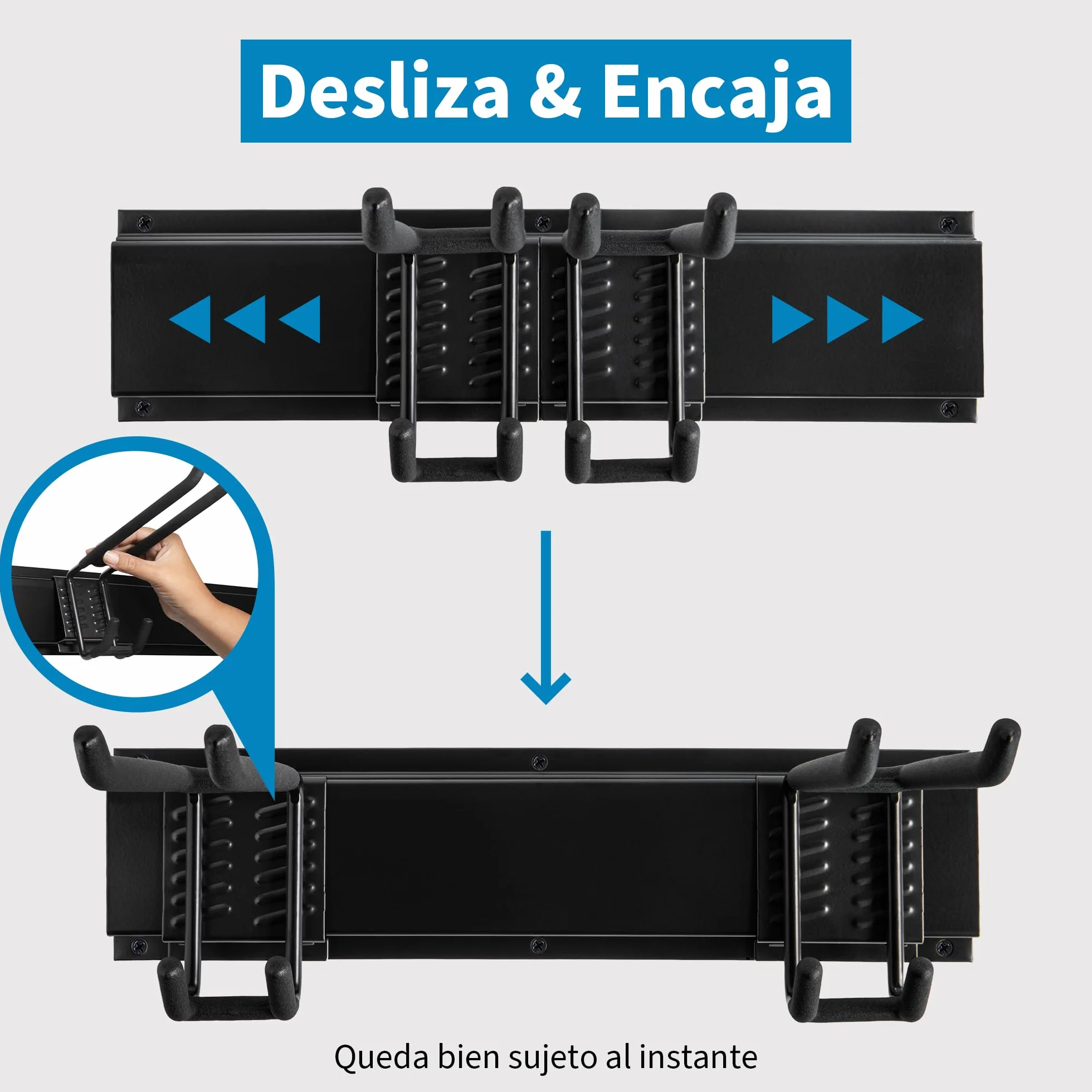 Precision Defined Almacenamiento de garaje, organización de garaje, organizador de herramientas de jardín de montaje en pared, ganchos ajustables de metal resistente, sistema de colgador de patio