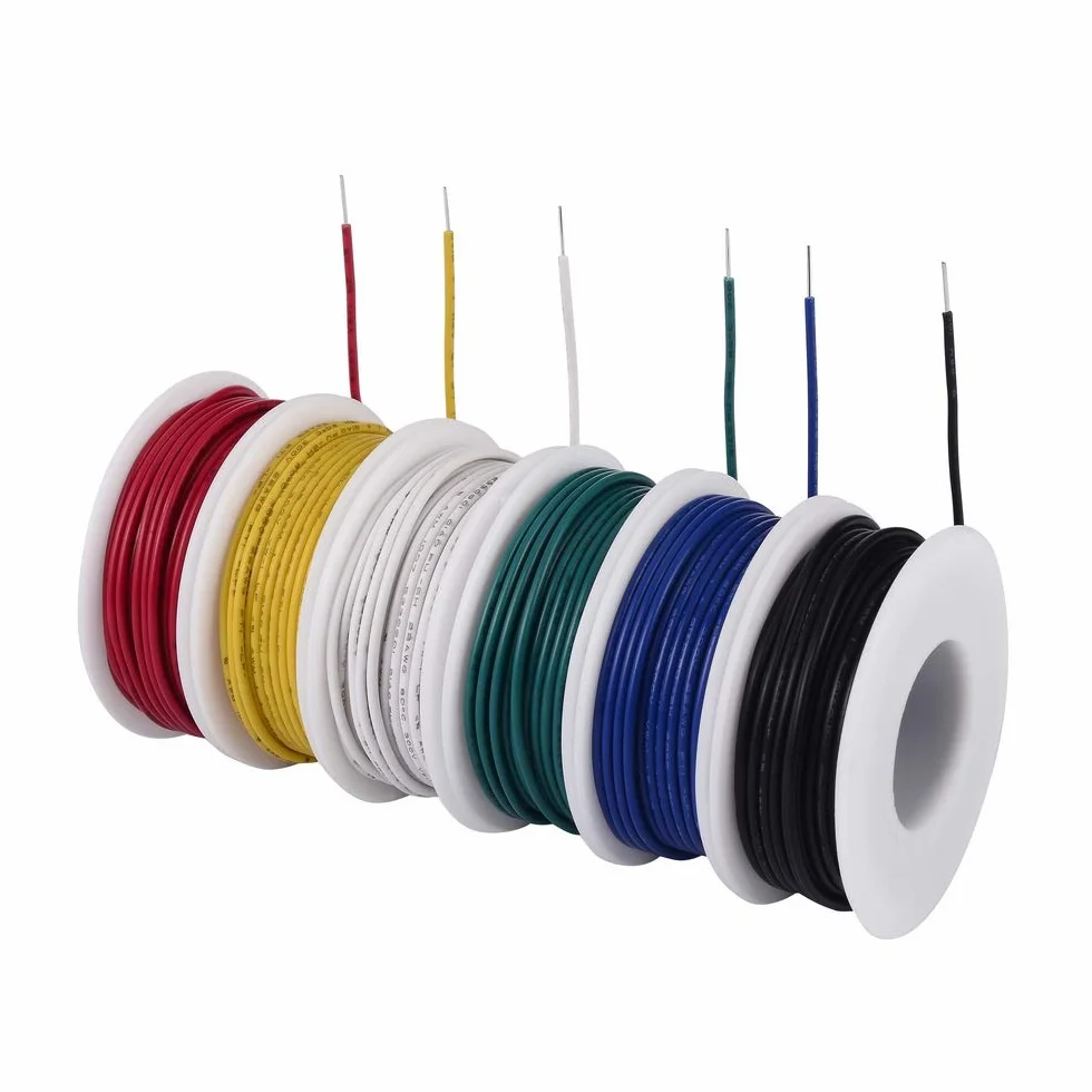 TUOFENG 22 awg Cable sólido, Juego de cable sólido （6 carretes de 9 metros de diferentes colores） Puente de cable de puente de calibre 22 Cable de conexión
