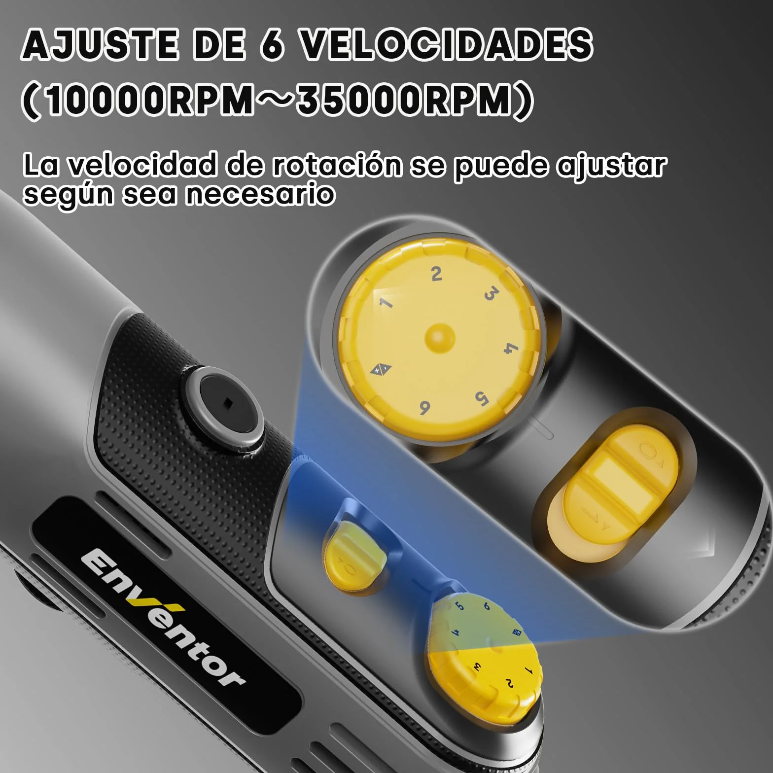 Enventor Mini Amoladora Eléctrica 130W con 206 Accesorios, Mini Herramienta Rotativa Multifunción con 6 Velocidades Ajustables, 10000-35000RPM, para Grabar, Aamolar, Pulir, Taladrar
