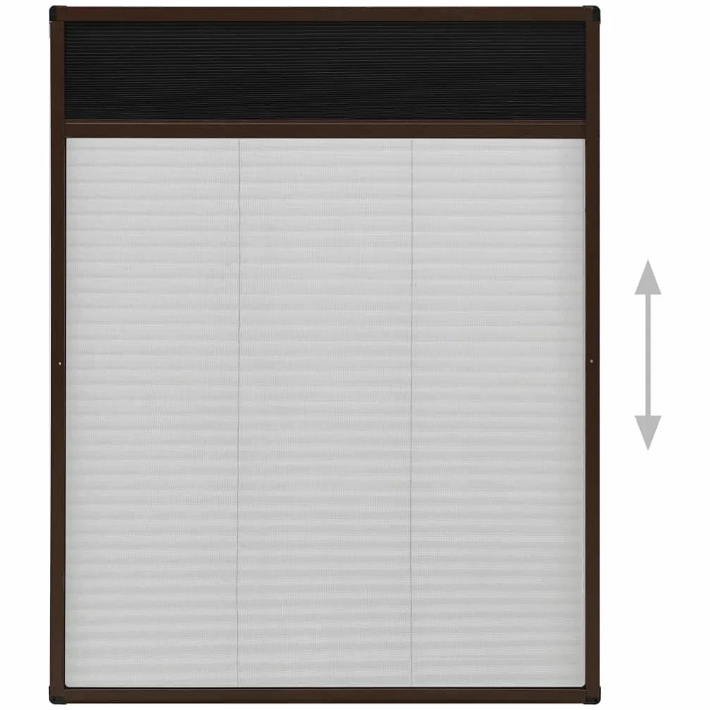 vidaXL Mosquitera Plisada para Ventanas Red Rejilla contra Insectos Moscas Cortina Plisada Ajustar Verano Fácil de Colocar Aluminio Marrón 80x100 cm