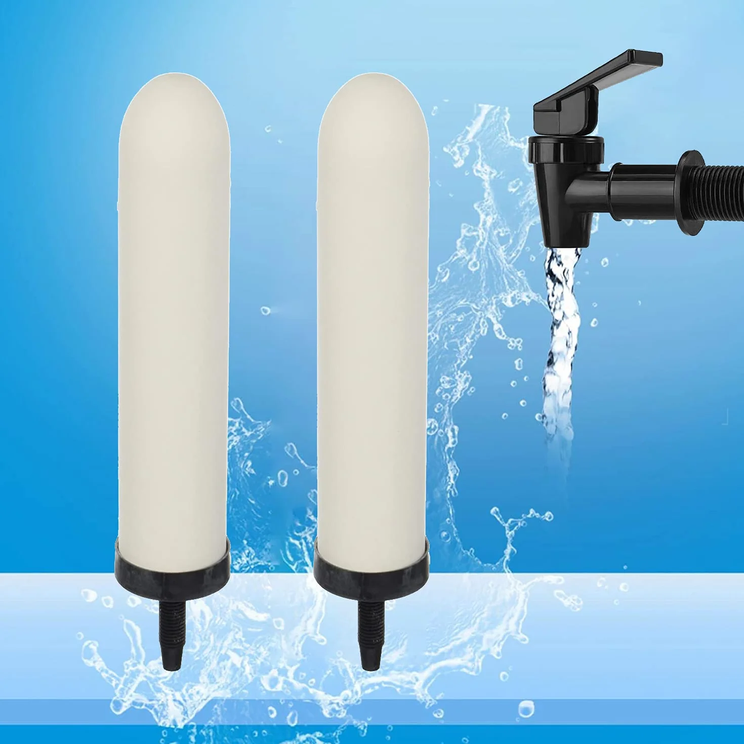 HUINING 2 velas de filtro de cerámica de repuesto de 7 pulgadas con carbón activado para sistema de filtro de agua de gravedad de encimera, cubo de agua doméstico