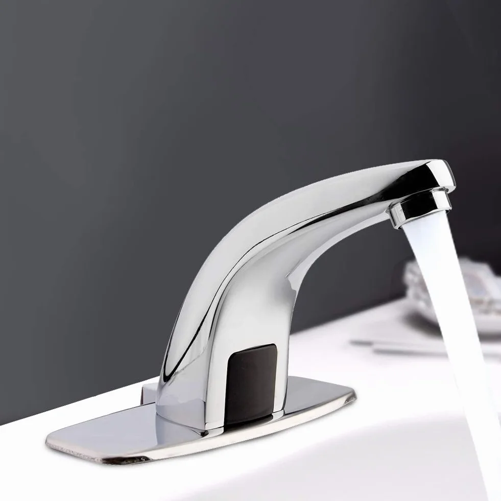 Grifo Automático con Sensor de Infrarrojos, Sin Contacto, Inteligente para Lavabo y Fregadero, con Válvula Mezcladora de Agua Fría y Caliente, para Cocina y Baño