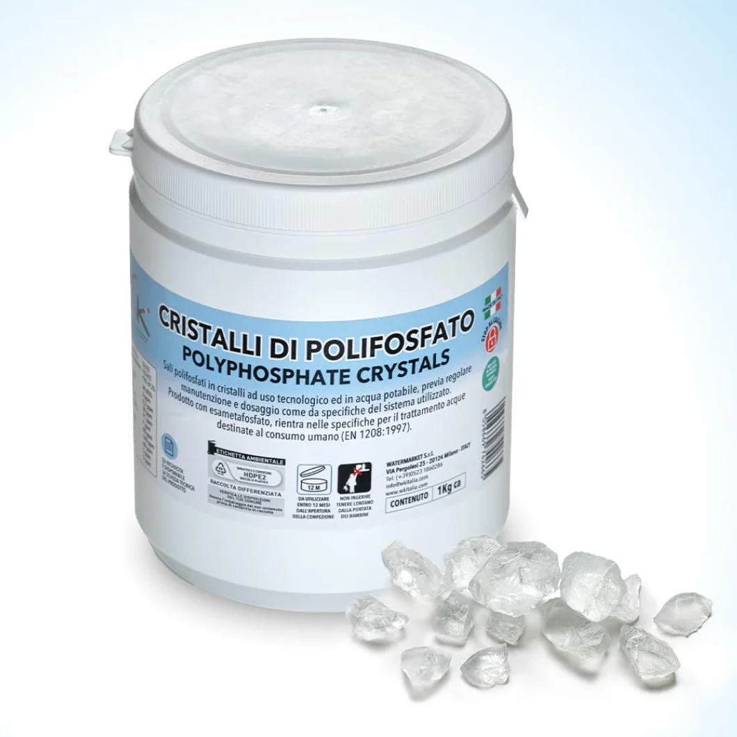 WK - Polifosfatos para caldera, carga universal de 1 bote de cristales de 1 kg para filtración de agua, actúa como antical y anticorrosivo