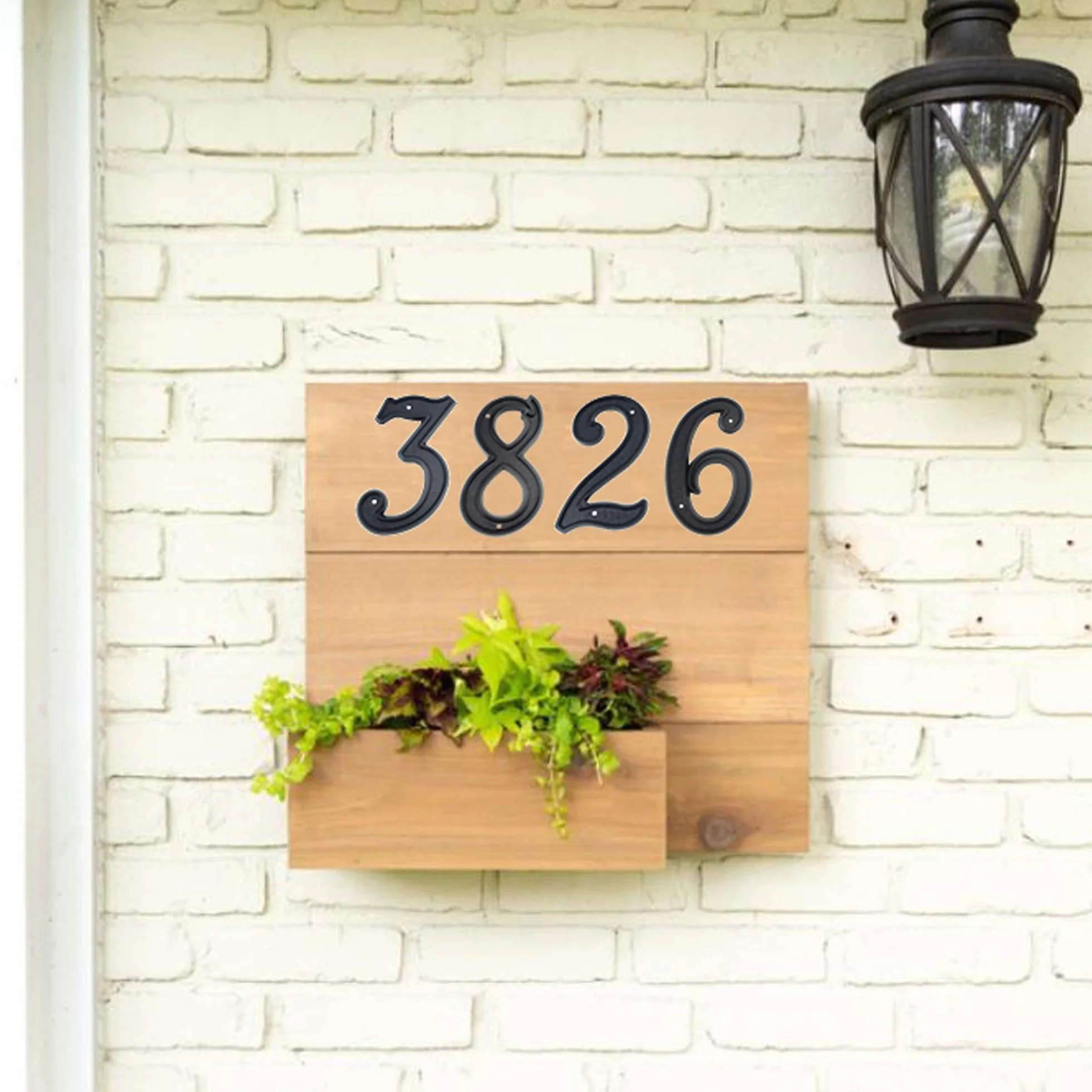 HASWARE Número de casa de 5.5 pulgadas (139mm) Números de puerta modernos Números de dirección de casa de calle, Plástico ABS negro (1)