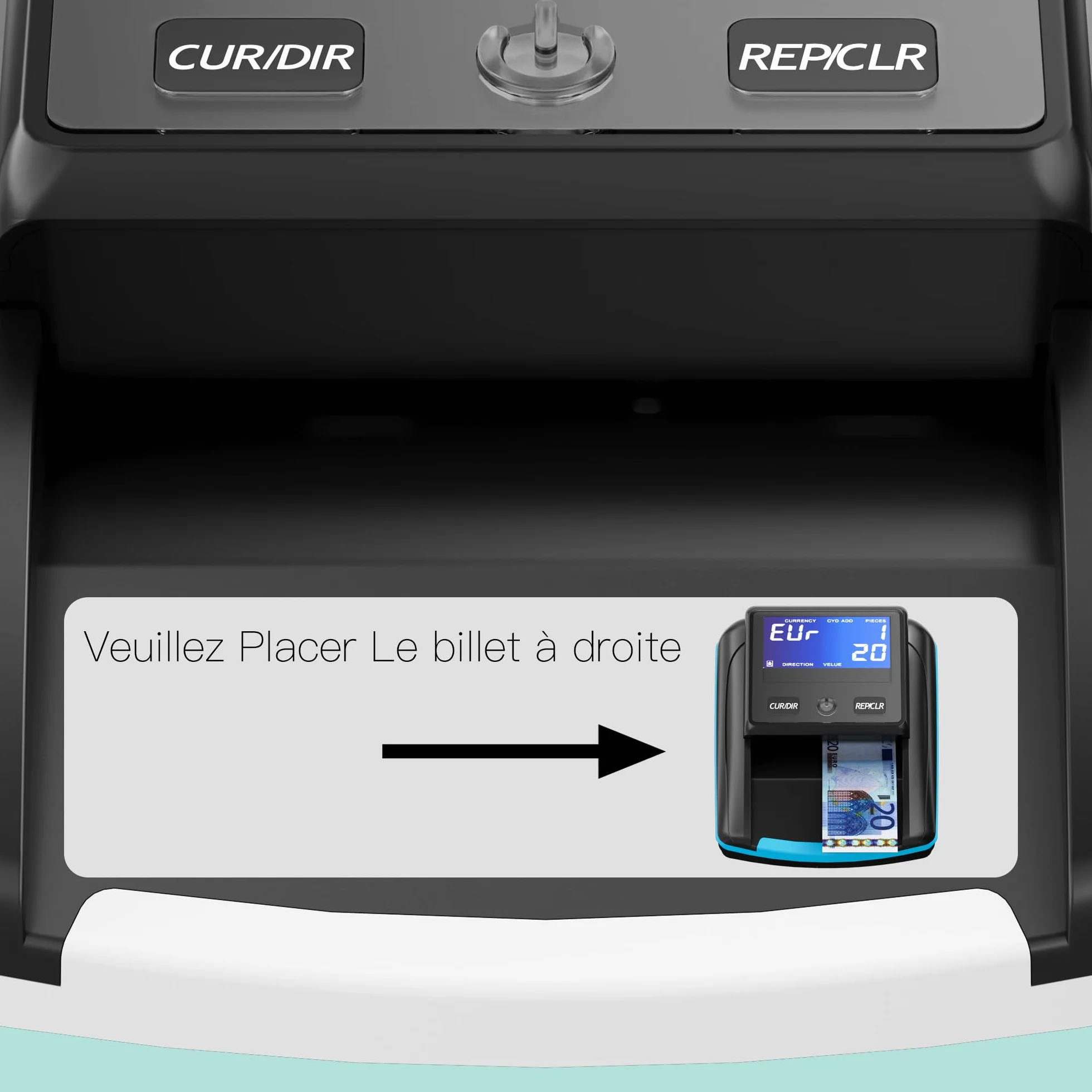 Detector de billetes falsos Euro con batería recargable automático para varias monedas Azul