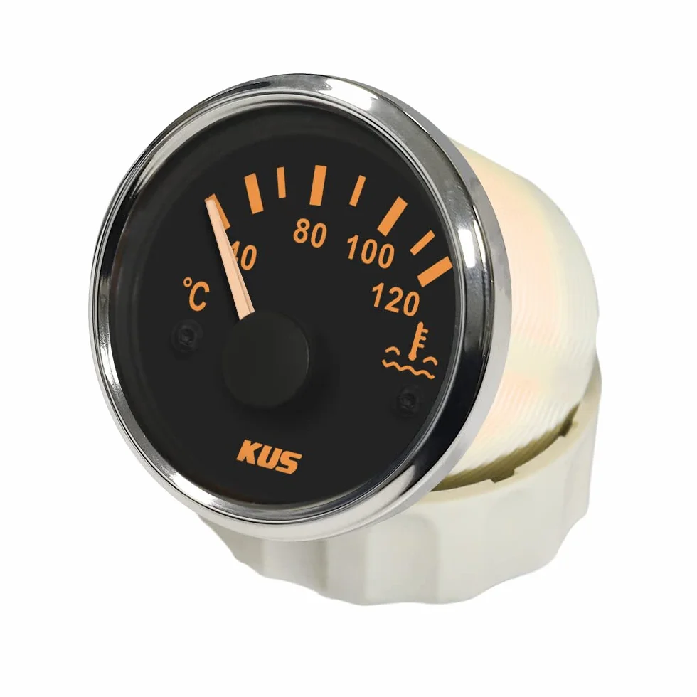 KUS - Indicador de temperatura del agua impermeable de 40 a 120º C con luz de fondo de 12 V/24 V 52 mm