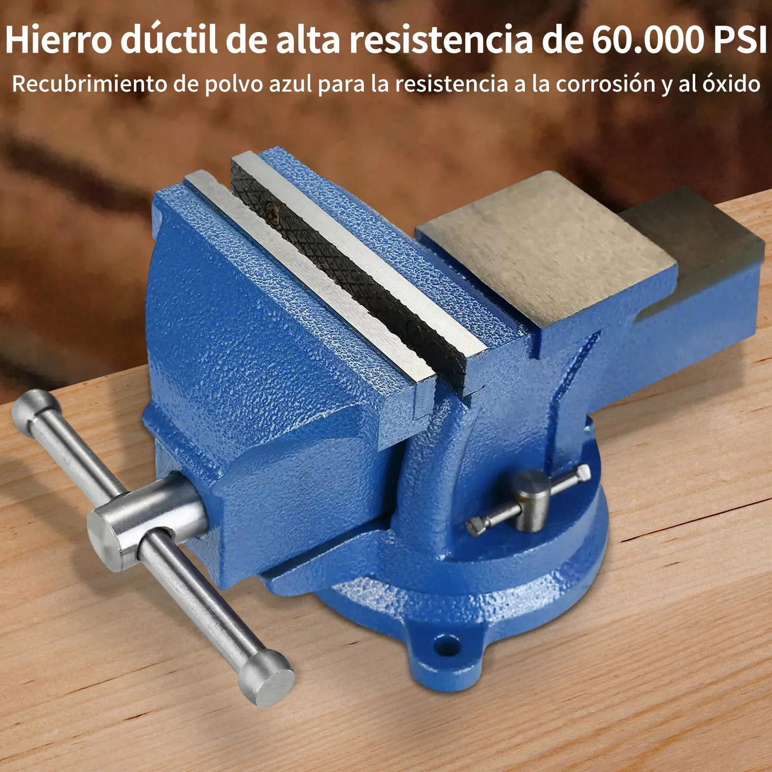 HYCHIKA Tornillo de Banco 125mm(5 pulgadas), 360 ° Se Puede Girar, Tornillo de Banco de Trabajo de Hierro Fundido, para Madera Metalurgia Perforación