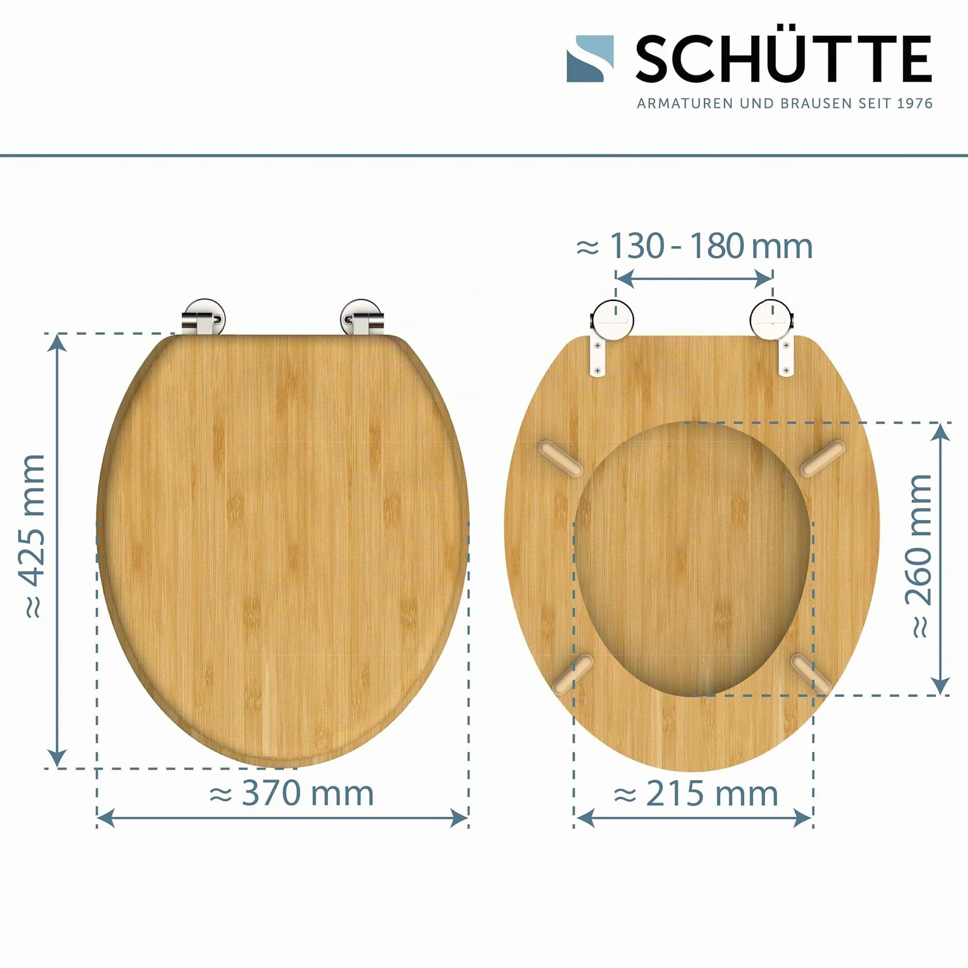 Schütte 81001-A Bambú Sólido Tapa Sostenible Madera Fabricado Adecuado para Todos los Estándares Carga Máxima Asiento Inodoro 150kg
