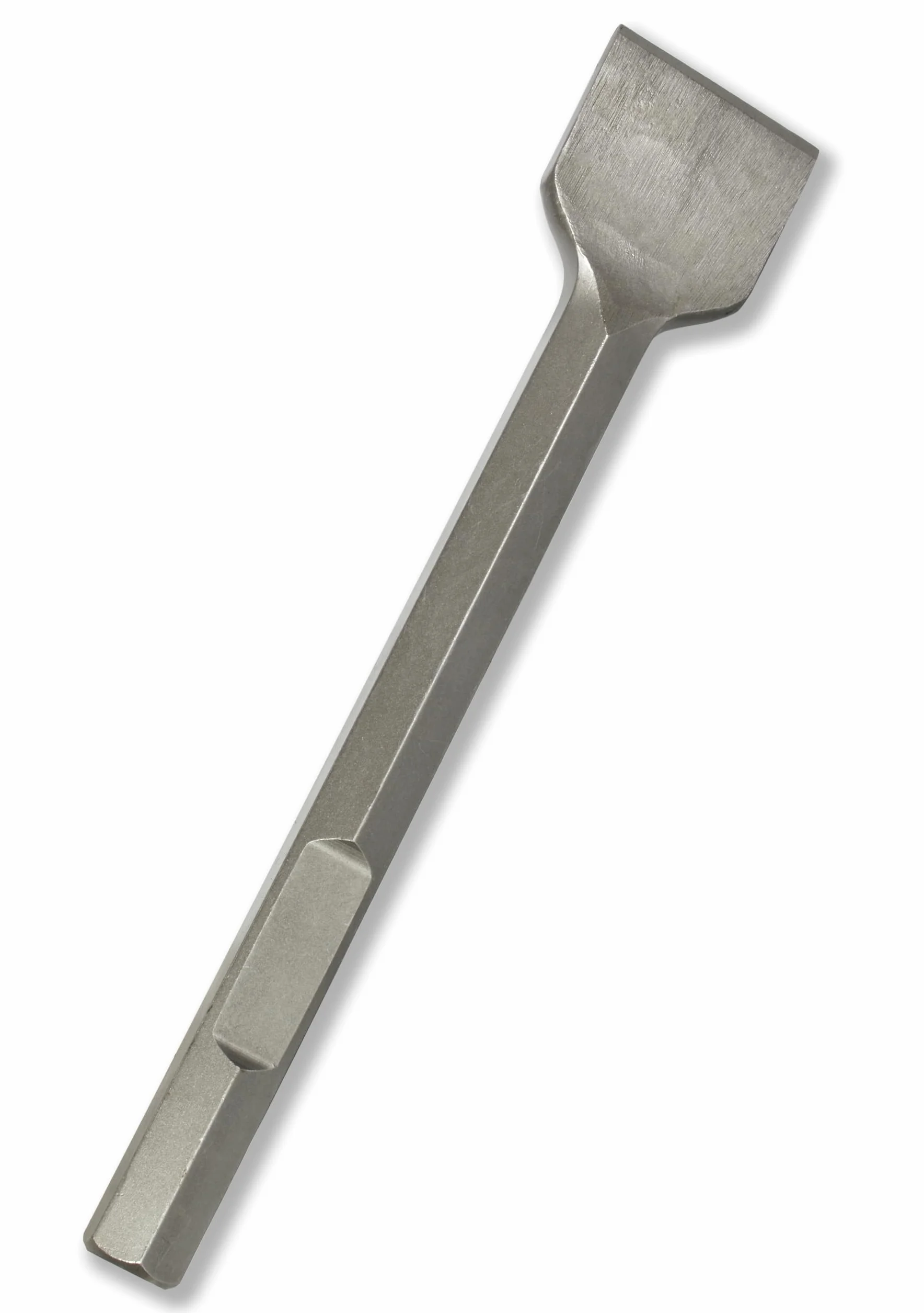 WERHE® Cincel de pala profesional HEX28 75 x 400 mm – Cincel plano para martillo de demolición – Acero para herramientas robusto