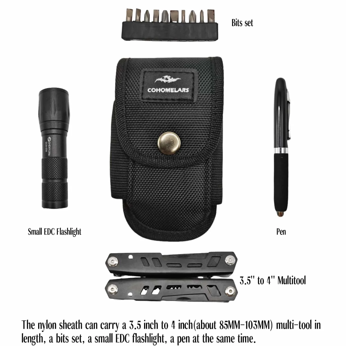 Funda de herramientas multiherramienta que se adapta a multiherramientas de hasta 4 pulgadas, funda de herramientas para Leatherman, Gerber, funda de herramientas para cinturón horizontal y