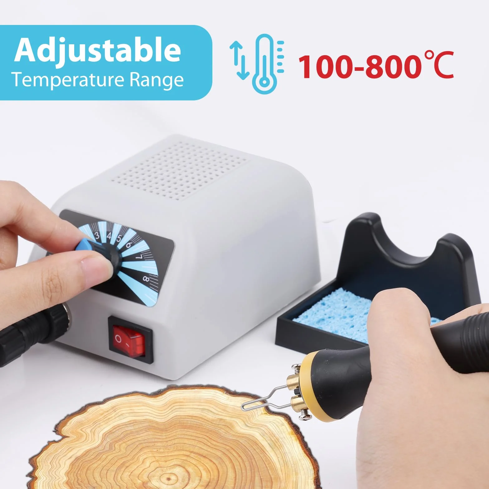 Kit Pirograbador de Madera 60W, 30 Puntas Reemplazables,Temperatura Ajustable de 100 °C a 800 °C,Pirografo para Madera para Principiantes y Aficionados a la Pirograbación