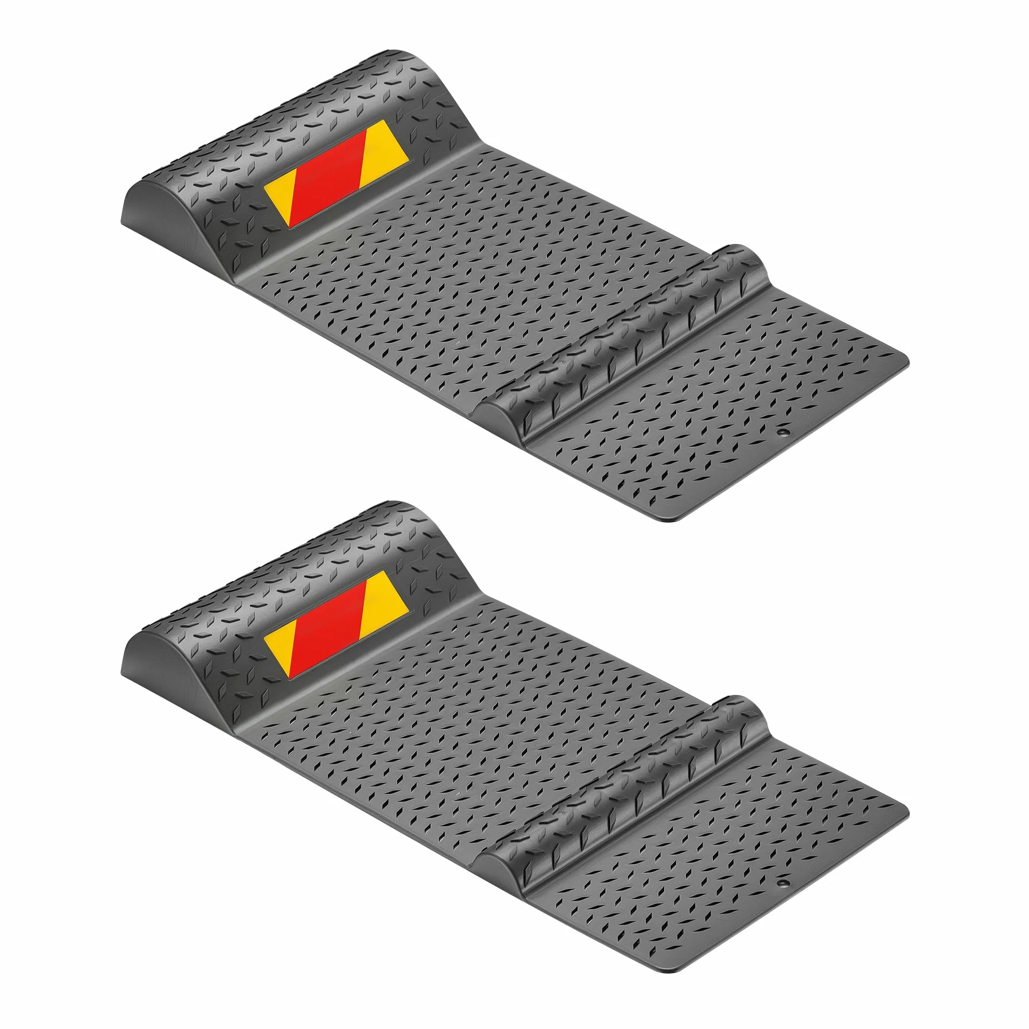 Wiltec 2x topes de aparcamiento 52,8x25x5,2cm autoadhesivos, placas indicadoras ayuda aparcamiento