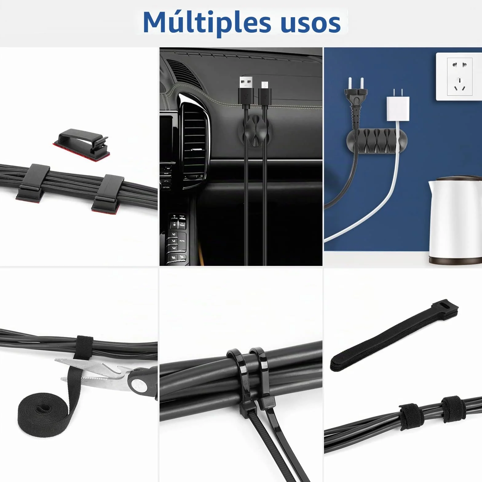 WADEO Estante de gestión de Cables Debajo del Escritorio 28-52 cm Organizador de Cables Extensible y Ajustable Sin taladrar Estante de gestión de Cables Juego de gestión de Cables con 148 Accesorios