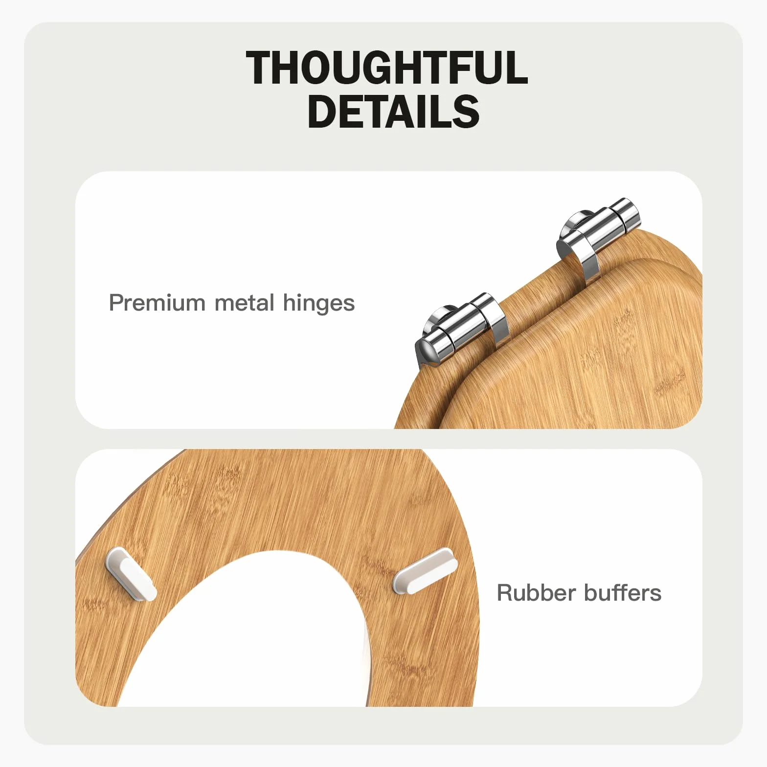 Pipishell tapadera wc de Madera en Forma de O Cierre Suave Bisagras Metal MDF Universal Cierre Lento