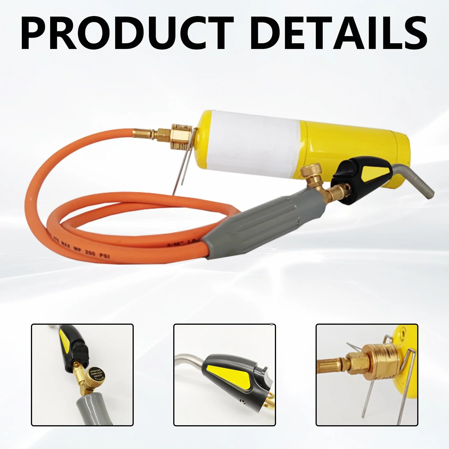 Antorcha de Soldadura para Cilindro de Propano, Antorcha de Propano MAPP con Manguera de 1,5 m Interfaz CGA600 para Soldadura, Encendido y Barbacoa