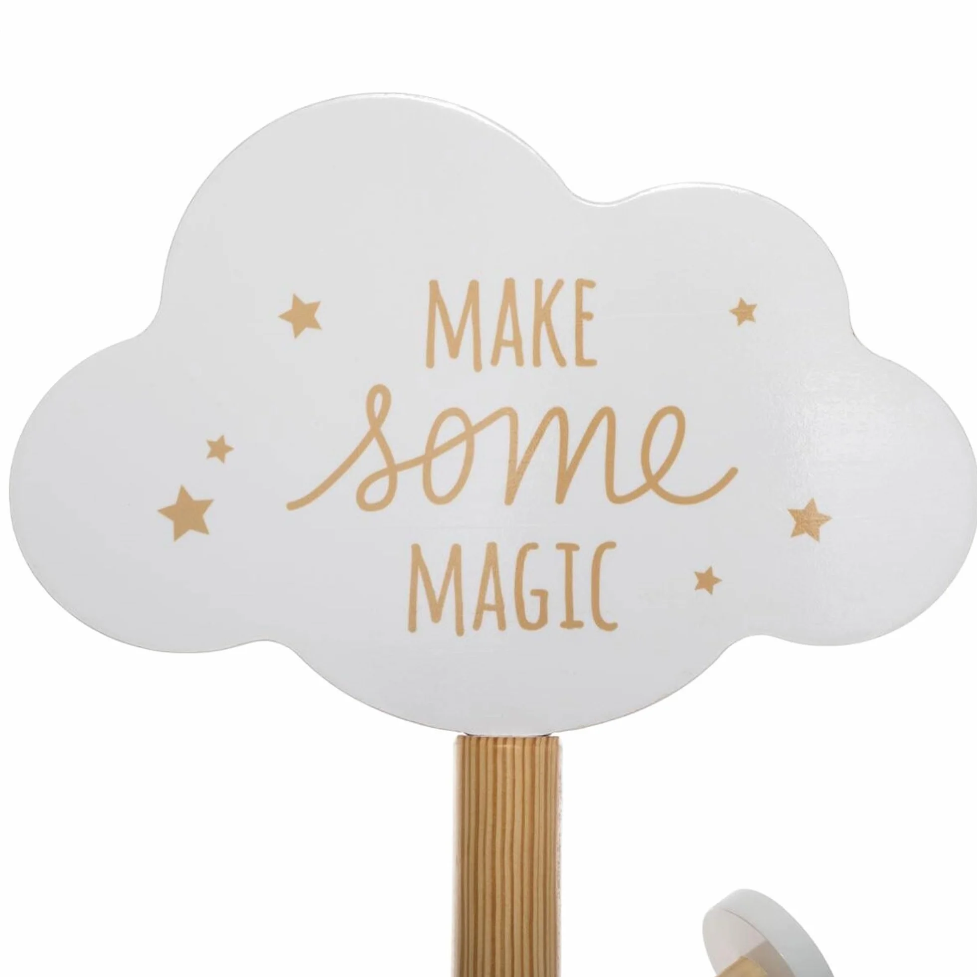 Perchero Infantil de Madera, 5 ganchos, con decoración de Nube, en Blanco, D.35 x H.135,5 cm